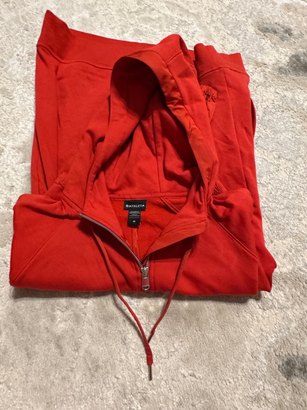 Athleta Vibrant Red/Orange Hooded Zip-Up Sweatshirt